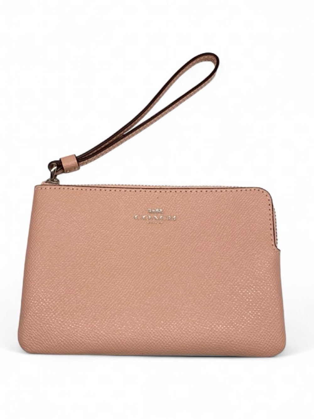 Coach Blush Pink/Rose Zip Wristlet Wallet w/ Strap, Logo, Credit Card Slots